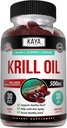 Kaya Naturals - Antarctic Krill Oil 500mg with Omega 3, EPA, DHA, Phospholipids " Astaxanthin supplement - Brain " Health Vitamin - Anti Aging supplement - 30 count Softgels