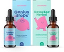 JoySpring Genius Drops & DetoxZee Herbal Paket - Uşaqlar Daxili Sourced, Qeyri-GMO, Qeyri-Alkoholic Liquid Formula, İmmunity Health Support / Vegan & Vegetarian