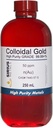True Colloidal Gold (50 plum) - 99,99 +% Kemurnian - 250 mL (8.45 Fl Oz) dalam Clear BPA- Free Plastic Bottle, 1 Cacah (Paket 1)
