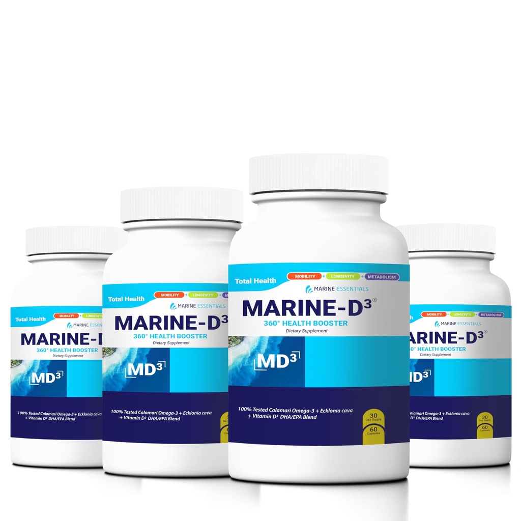 Marine D3 Omega 3 Calamari Ecklonia Cava DHA (4 Bottles - 240 Capsules)