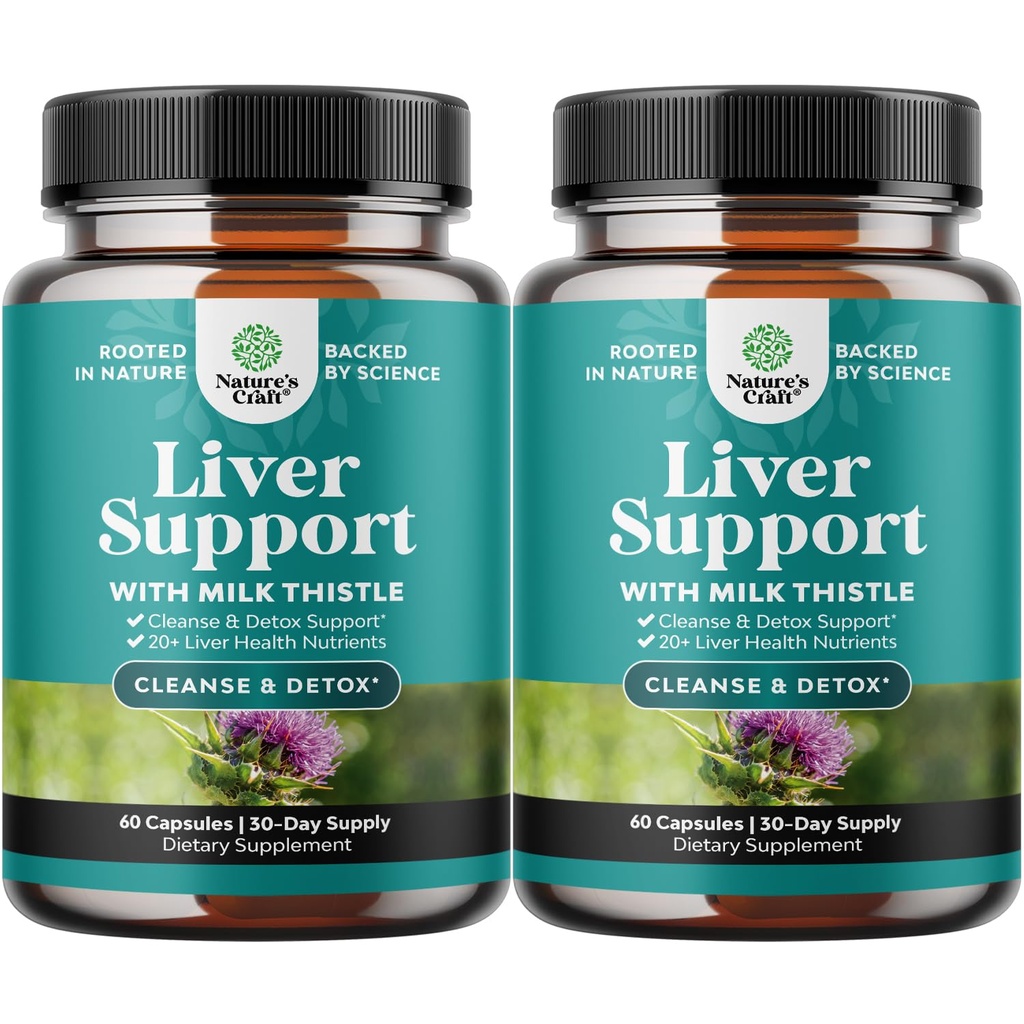 Liver Cleanse Detox & Repair - Herbal Liver Support Milk Thistle Supplement - Silymarin Milk Thistle Supplements with Dandelion Root, Choline, Beetroot & Artichoke Extract - 60 Count (Pack of 2)