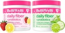 Belli Welli Daily Fiber Supplement Duo - Limonada de morango e limão de pepino - com Colágeno, Probióticos e Eletrolitos - Refrescando sabores para bem-estar equilibrado - 32 Total Servings