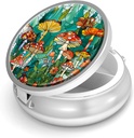 Pill Box-3 Compartment Purse & Pocket Mini Metal Pill Holder Travel Pill Container를 위한 작은 알약 케이스는 비타민 BPA-Free (Mushroom Forest)를 보유합니다.