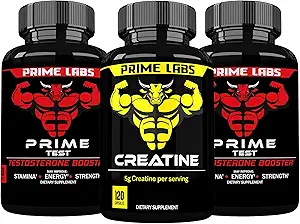 Prime Labs Prime Test (2-Pack) + Creatine Capsules (120 ct)