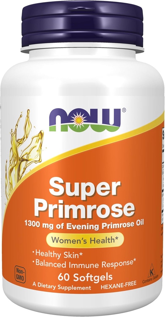תוספי Super Primrose 1300 מ"ג עם טבעי Occurring GLA (Gamma-Linolenic Acid), 60 Softgels
