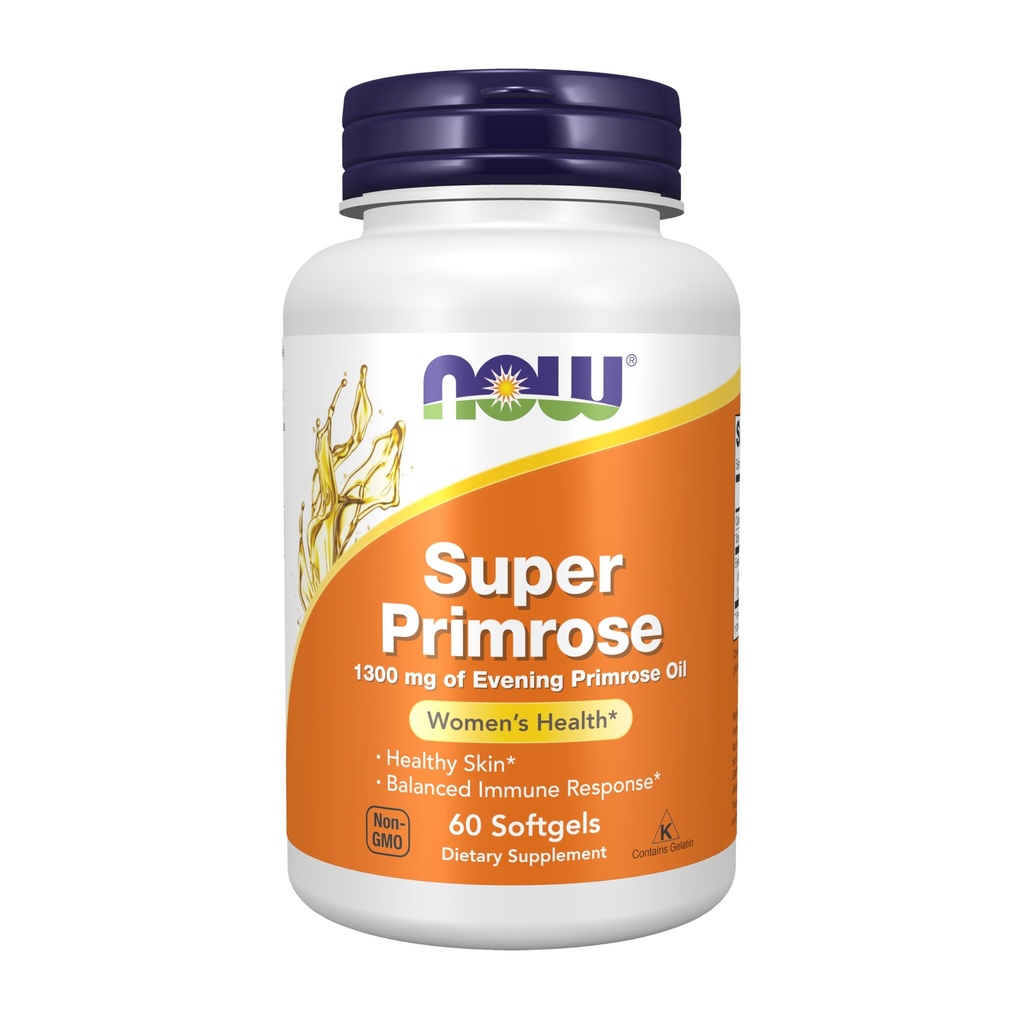 NOW Supplements, Super Primrose 1300 mg with Naturally Occurring GLA (Gamma-Linolenic Acid), 60 Softgels