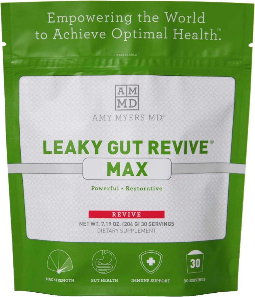 Amy Myers Med Leaky Gaury Guet Revive Maccess for Leaky Gut ซ่อมแซม “ความ สามารถใน การ ผลิตยา L-Glutamine เพื่อรองรับโรคท้องที่, IBS, Dibsia, bloading, Tas, SIBO