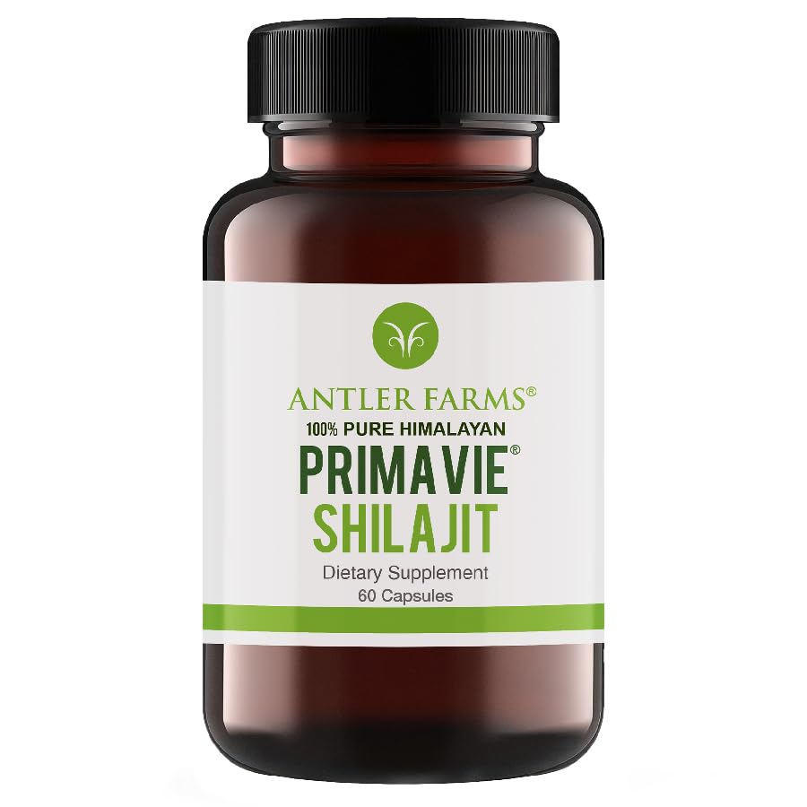 Antler Farms - 100% Pure PrimaVie Shilajit for Men Extract, 60 Capsules, 250mg – Standardized to 50% Fulvic Acid, Wild Harvested Resin from the Himalayas, Powerful Adaptogenic Supplement