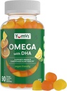 Vegan Omega 3 补充 Gummys – Algae Oil Plant Based Vegan DHA – Flaxseed & Algae 的鱼油替代品 – Non-GMO, No Carrageenan – Heart, Brain & Eye Support – Lemon & Orange – 90 Gummys (英语).