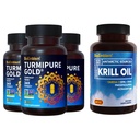 BioEmblem Antarctic Krill Oil Supplement Turmeric Curcumin with Clinically Studied TurmiPure - Joint Support, Healthy Inflammation Turmeric Supplements