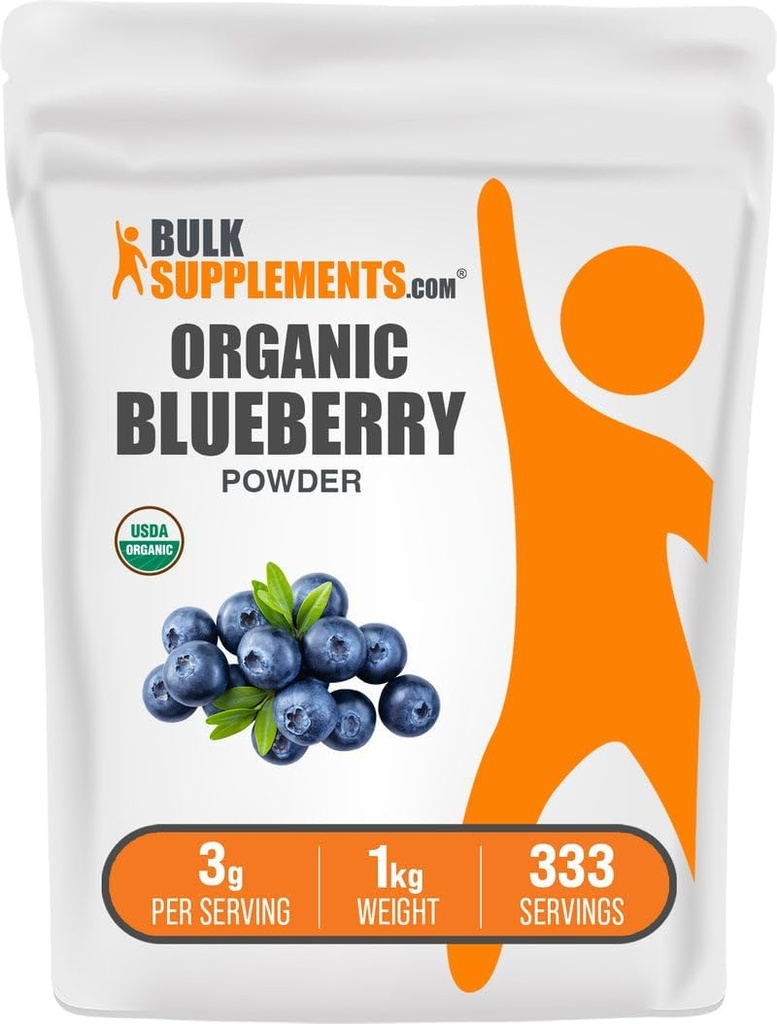 BulkSupplements.com Organic Blueberry Powder - Wsparcie przeciwutleniające, Bluberry Supplement - Vegan & Gluten Free, 3g per Serving, 1kg (2,2 kg) (Opakowanie 1)