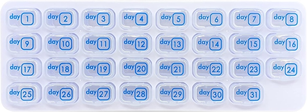 31 Hari Kotak Pill Monthly Organizer Planner dengan Daily Removable Medication Pods, Great Travel Med Dispenser