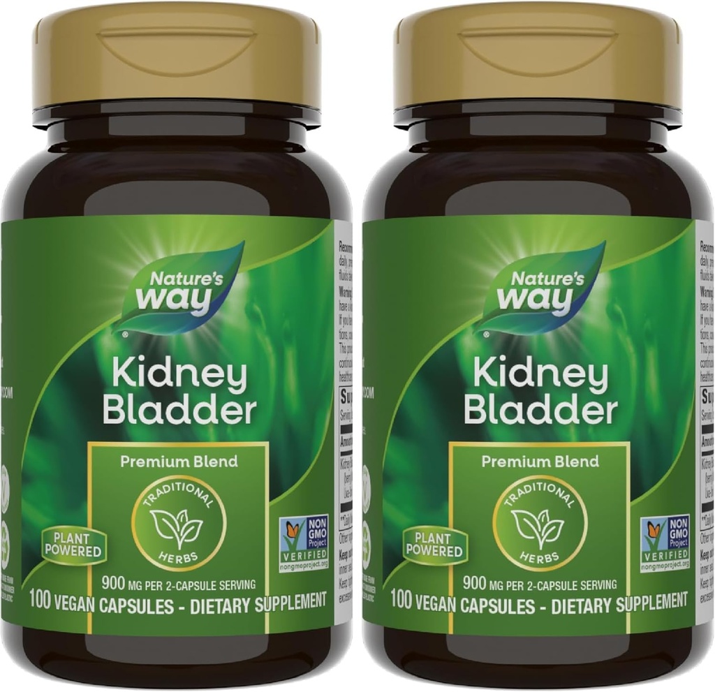 Nature's Way Kidney Bladder, תוסף הרבס המסורתי, 900 מ"ג פריר, 100 קפסולות טבעוניות (Pack of 2)