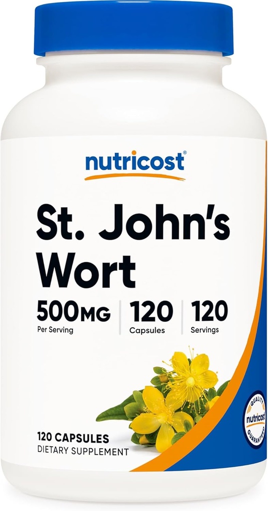 Nutricost jonažolės kapsulės (500 mg) 120 kapsulių (vegetariškas, Gluten Free ir ne GMO)