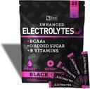 Genişlənmiş Electrolyte Toz Stick Packs (Black Cherry | 20 Packets) w/ 0 Sugar +BCAAs +B-Vitamins Electrolyte Supplement w Pium oksigen və Hydration üçün lüminium - Keto Electrolytes
