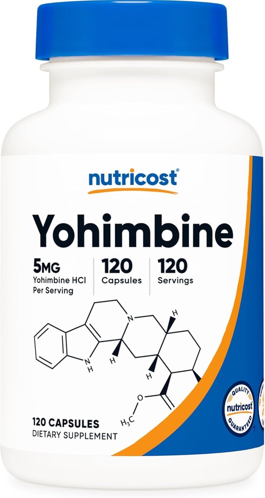 Nutricost Yohimbine HCl 5mg, 120 kapslit - Gluteenivaba ja mitte-GMO