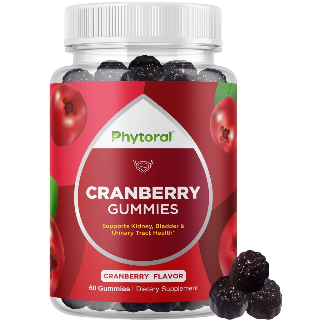 Phytoral Extra Strength Cranberry Gummies for Women - Delicious Potent Cranberry Supplement for Women and Men Bladder Kidney and Urinary Tract Health Support - Gummy Vitamins - 60 Count