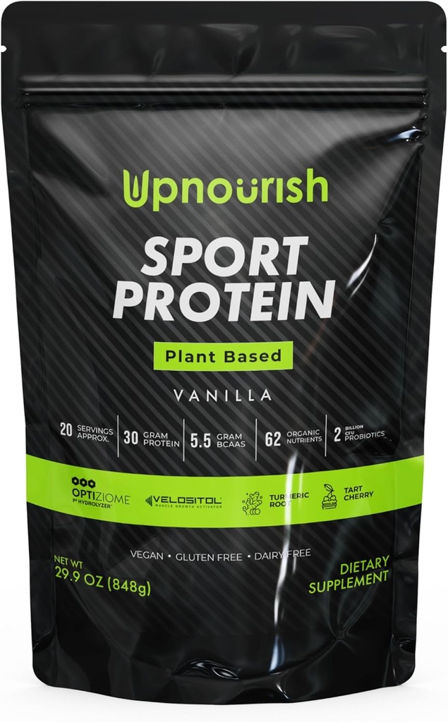 Vegan Sporta proteīns Pulveris Vanilla – 30g Augu bāzes proteīns, VELOSITOL, BCAAs, Organic Greens & Fruits, Probiotikas, Tart Ķirši pēc treniņa atgūšanai, Informēt sporta Sertificēts Keto - 20 porcijas