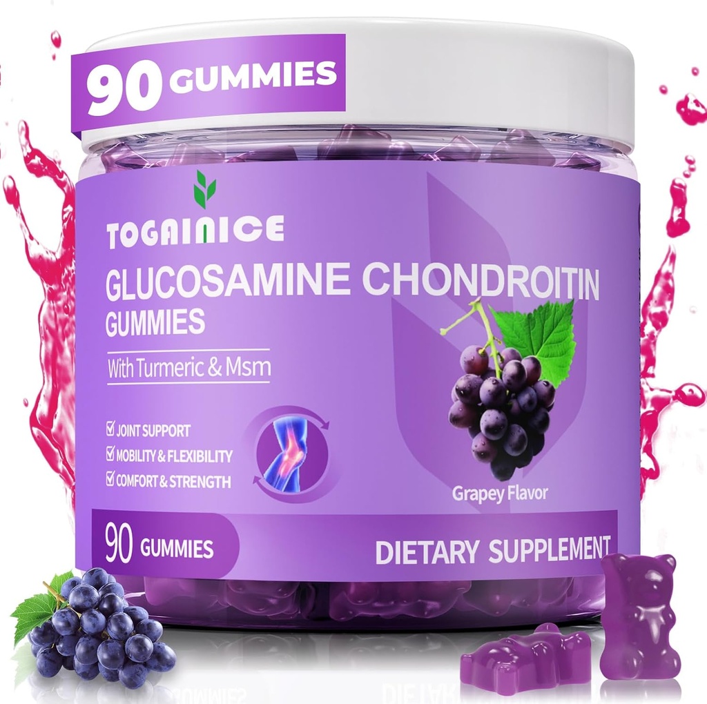 Joint Support Gummies with Glucosamine Chondroitin, Sugar Free, 1500mg Extra Strength with MSM ' Turmeric (90 count)