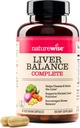 NatureWise Liver Balance Detox Supplement - Milk Butle, Dandelion, Turmeric, Artichoke, Reishi Mushroom & Kudzu, Vegan - 60 Capsules [30-Day Supply]