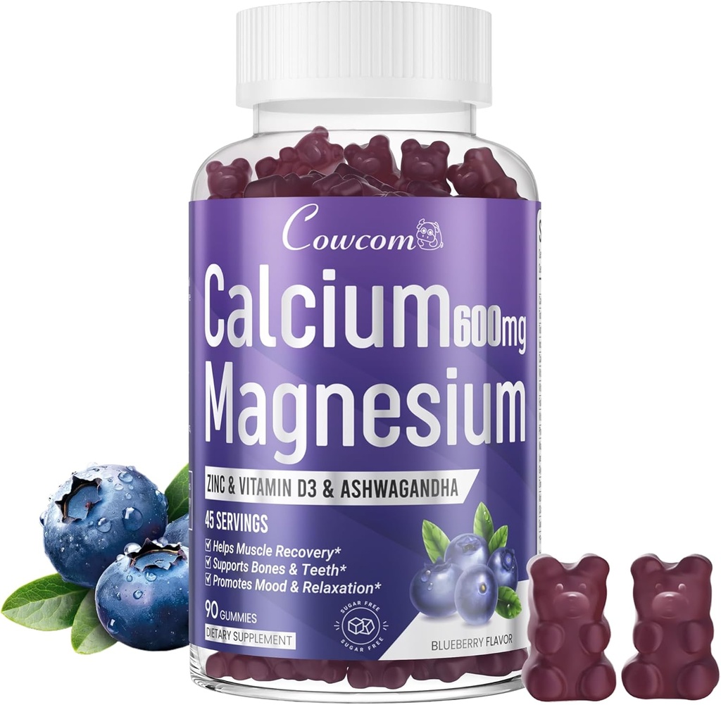 Calcium Magnesium Zync Gammies & วิตามิน D3,B6, B12, Immun & รองรับสุขภาพของกระดูก Calcum Magnesium suppleium for Men, Ssugar-frabary Fravred 90 Counts