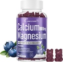 Cálcio Magnésio Zinco Gummies & Vitamina D3,B6,B12,Imune & Apoio à saúde óssea Suplemento de magnésio de cálcio para mulheres,Suco-livre Vegan Blueberry Flavored 90 Condes
