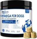 NAURE TARGET Omega 3 Fish Oil for Dogs, Salmon Oil for Skin & Coat Suplement with EPA & DHA Fatty Acids - Dog Itch & Allergy Relief, Anti Shedding, Hot Spots Treatment - Hip & Gabungan Dukungan - 120ct