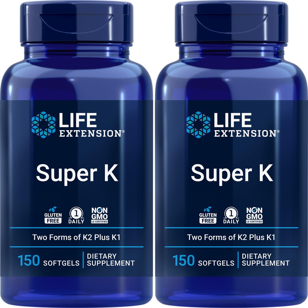 Life Extension Super K, 150 Softgels (Pack of 2) with Vitamins K and K2