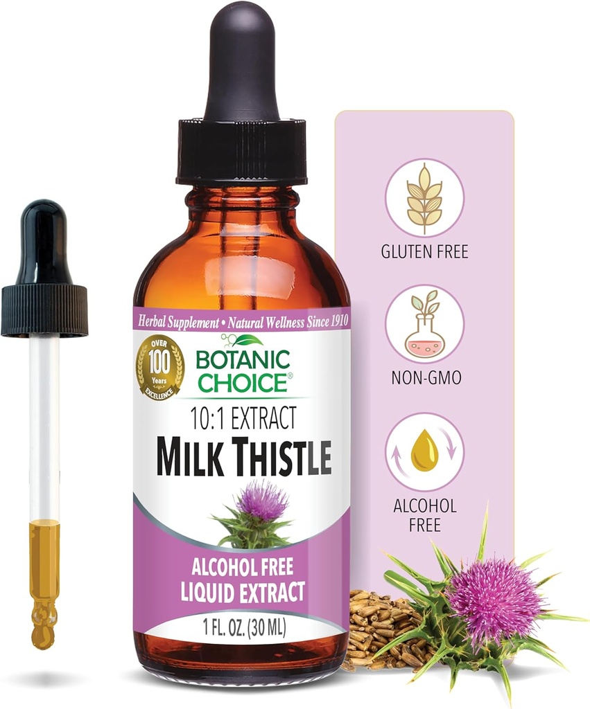 Aukera botanikoa Esnea Thistle Liquid Extract, Alcohol Free, Gluten Free, Fast Acting Traditional Liver Favorite, 1 fl.