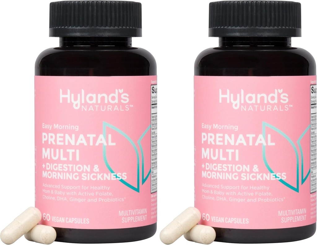 El Dia Fàcil d'Hyland, Prenatal Multivitamin i Salut Digest i matí d'ajuda d'Alícia, 60 Vega Capsules, amb Fontela, Choline, Zinc, Ginger Root, Prebiotics i Alga DHA (Pack de 2)