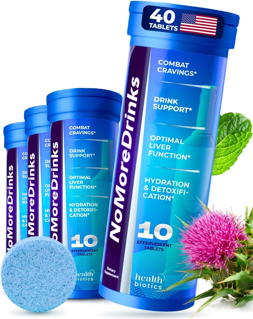 NoMoreDrinks Anti Alcohol Craving Supplement Detox & Combat Cravings Енергетика Підтримка алкоголю Заміна органічного молока Це доповнення та кореневих та 5HTP (40) Енергетичні таблетки