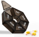 7-Day Weekly Великий Pill Організатор - Pill Box Case для подорожей - Диспенсер для рибного масла, добавки, вітаміни, Медичний тримач (чорний)