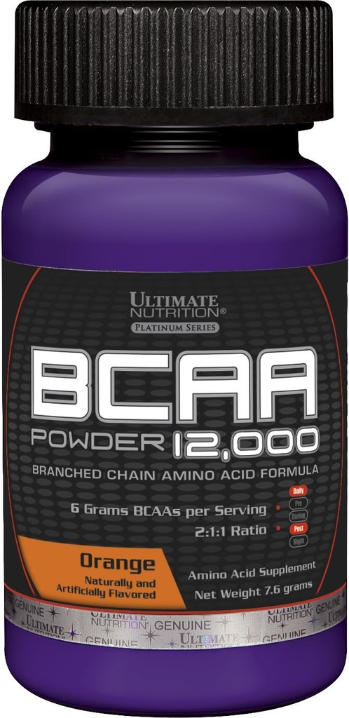 Muara Ultimate Flavored BCAA 12000mg Branched Chain Amino Acid Powder, Orange, Single Serving