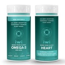 Iwi Omega-3 Minis & Heart Omega-3 Bundle, 30 Servings, Vegan Plant-Based Algae Omega 3, Krill & Fish Oil Alternative, No Fishy Aftertaste