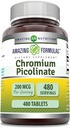 Fórmulas surpreendentes Chromium Picolinate Supplement 200 Mcg Per Serving Tablets Não-GMO Sem Glúten