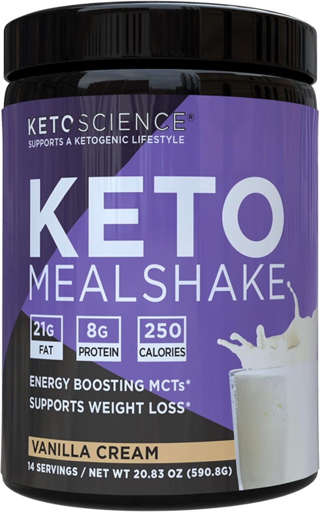 Keto Science Ketogenic Meal Shake Vanilla Dietary תוסף, עשיר ב MCTs וחלבון, ארוז עם Collagen, ויטמינים מינרלים, Keto ו Paleo Friendly, ירידה במשקל, (14 מנות), 20.49 Oz