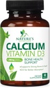 Suplemento de calcio 1200 mg - con vitamina D3 para la mejor absorción - apoya la salud inmunitaria, los huesos y los dientes - Carbonato de calcio de la naturaleza + 1600 UI de D3 - embotellado en EE.UU. para hombres de mujeres - 60 tabletas