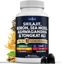 NEW AGE Shilajit Supplement med Sea Moss, Ashwagandha, Tongkat Ali, Boron, Magnesium - Fulvic Acid Capsules för Män - 90 Count