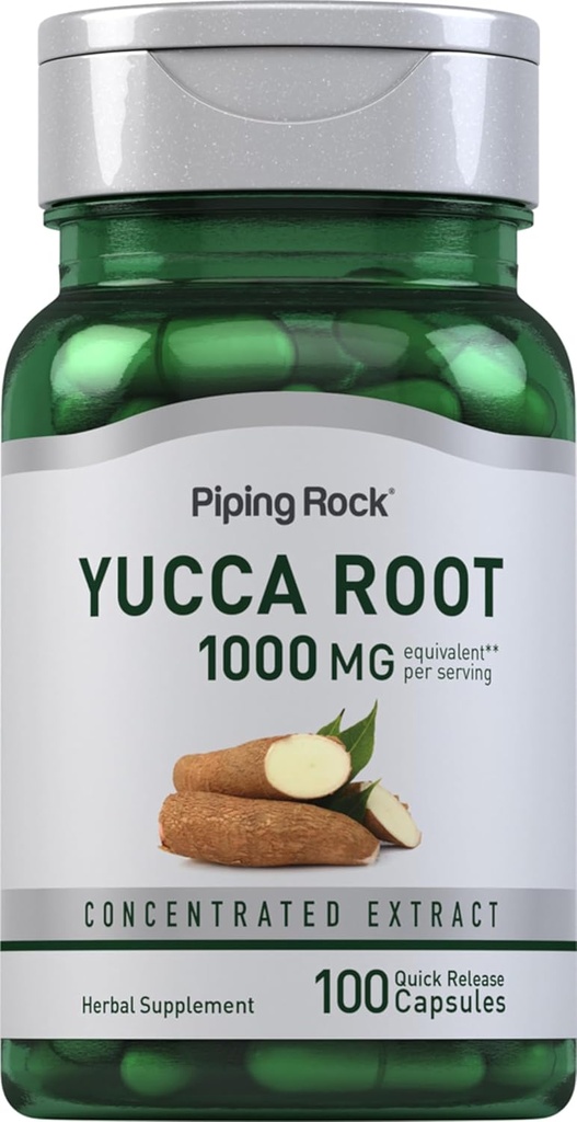 Piping Rock Yucca Root Capsules 1000mg | 100 Count | 추출물 농축물 | 초본 보충물 | Non-GMO, 글루텐 무료