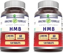 Fórmulas sorprendentes HMB 2000mg por servir 120 Suplemento de tabletas | Non-GMO | Gluten Free | Made in USA (2 Pack)
