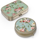 Pill Case Pill Box met Mirror Retro Small Pill Case voor Purse of Pocket Bronzen Pill Box of Vitaminen, Visolie, Supplementen, Pill Bevat reizen Gifts(2PCS)
