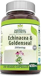Herbal Secrets Echinacea & Goldenseal Root Supplement | 450 Mg Per Serving | Veggie Capsules | Non-GMO | Gluten-Free | Made in USA (120 Count)