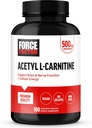 强制因子 Acetyl L-Carnitine 大脑补充剂 神经辅助剂 和细胞能量促进剂 乙酰L-Carnitine 500mg, Premium Quality, Vegan, Non-GMO, 100 蔬菜卡普尔