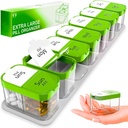 Extra Large Weekly Pill 주최자 - 7 Detachable AM PM Compartments가있는 XL 비타민 홀더 - 가정 및 여행을위한 휴대용 약 디스펜서, 주간 또는 일일 사용을위한 큰 보충 용기, 녹색