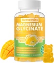 90 CT Magnésio Glicinato Gummies 1000mg - Suplemento de magnésio de potássio sem açúcar com vitamina D, B6, CoQ10 para calma humor e suporte ao sono - 90 Mango Pineapple Gummies