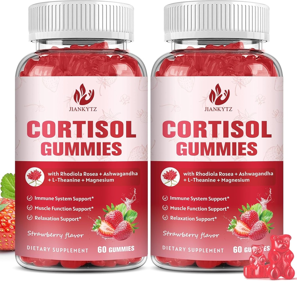 (2 Pack) Kortisooli lisandkummid Rhodiola Rosea, Ashwagandha, Magneesium, Tasakaalustatud Kortisool, Zzz Support, Non-GMO,120 Gummies