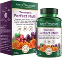 Purity Products Women's Perfect Multivitamin - Urinary Tract Health, Inmune, Bone + Muscle, Hair, Skin, Nails, Elite Probiotic for Digestive Health + 120 Tablets