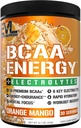 EVL BCAA Acids Acids Powder - BCAA Energy Pre Workout Powder for Muscle Recovery Lean Growth and Endurance - Nawodnienie post Workout Recovery Drink with 6 Key Electrolytes - Orange Mango
