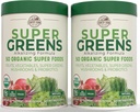 Country Farms Super Greens Natural Maitse, 50 Organic Super Foods, USDA Mahejoogi Segu, Puuviljad, Köögiviljad, Super Rohelised, Seened Ja Probiootikumid, Toetab Energiat, 40 Servings, 10,6 Oz, 2 Pack