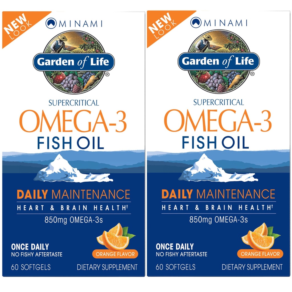 Garden of Life EPA/DHA Omega 3 Fish Oil - Minami Natural Brain Function, Heart and Mood Supplement, 120 Count (60-ct 2-Pack)